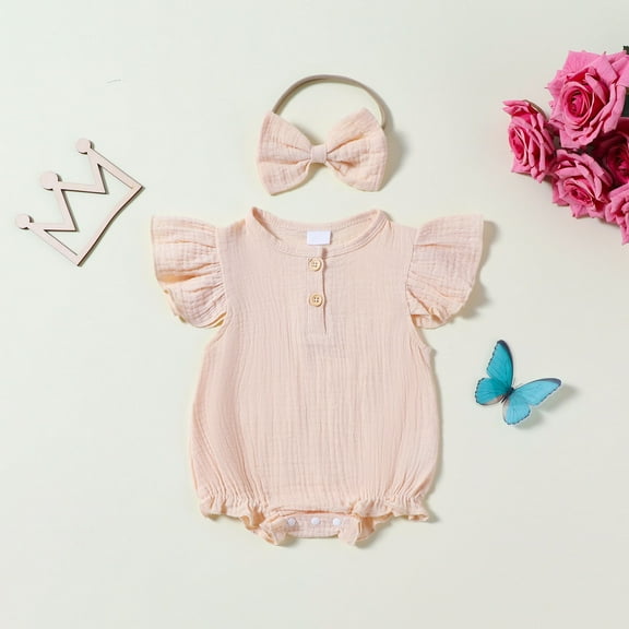 Baby Boy Girl Short Sleeve Outfits, Organic Bamboo Baby Clothes Newborn Baby Kimono Toddler Bow Pajamas Infant Onesie 3-6 Months 2T Onesies Baby Girl Short-Sleeve Bodysuits 3Pk