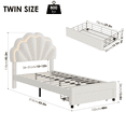 thumbnail image 3 of Homfa Twin Bed Frame with Storage & LED Light, Velvet Upholstered Platform Twin Bed with Adjustable Petal Headboard, Beige, 3 of 6