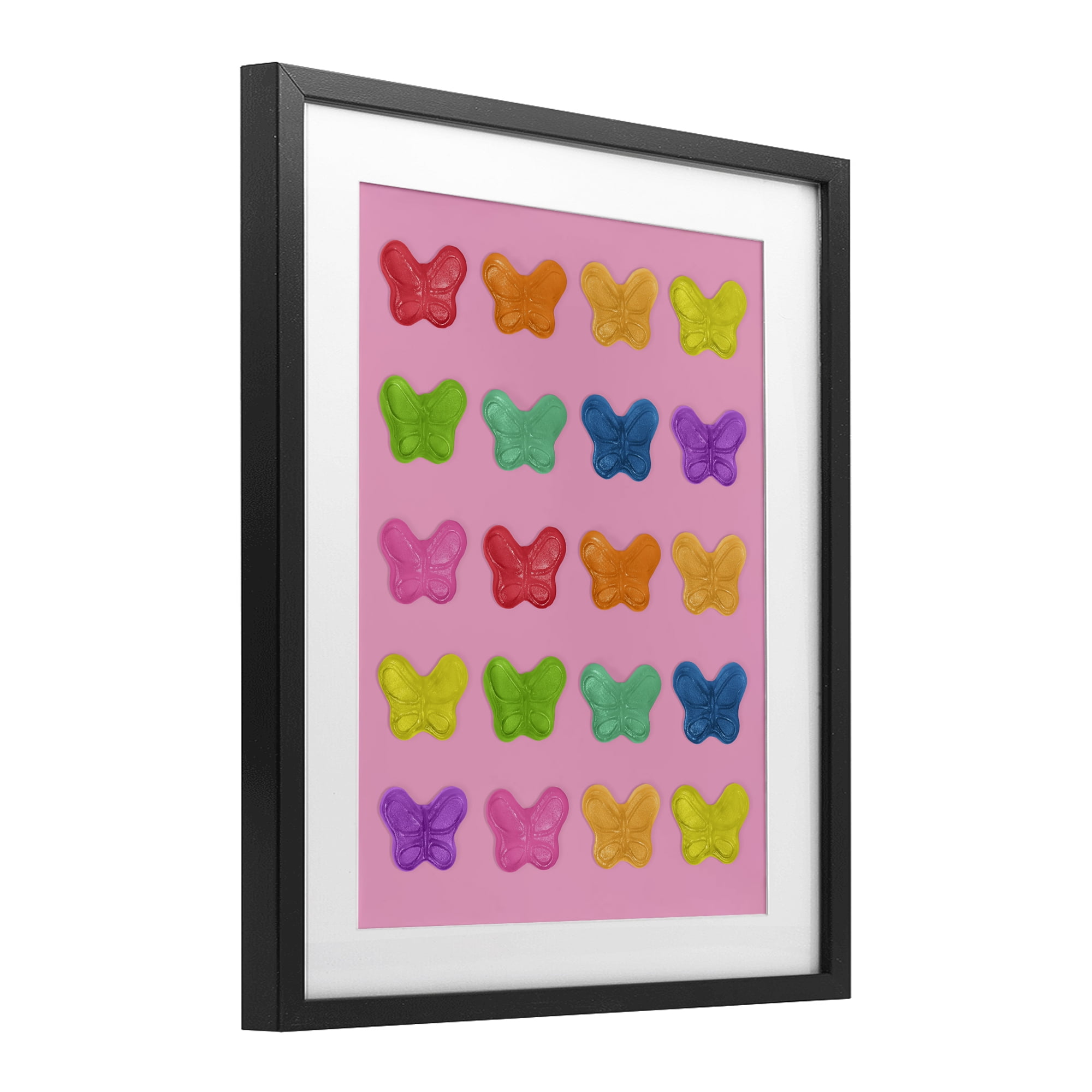 Stupell Industries Colorful Butterflies on Pink Black Framed Print Under Glass, design by LISH Creative