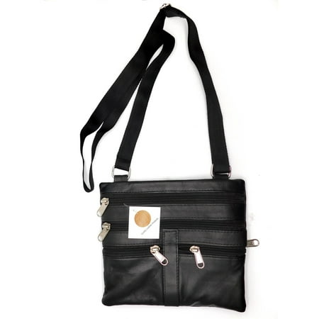 Small Black Purse - LI Genuine Leather, Small Neck Purse, Black