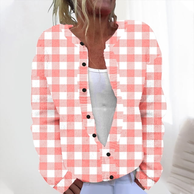 LOVZFMLL Cardigan pour Femmes Cardigan Décontracté Imprimé en Tricot Manteau à Boutons