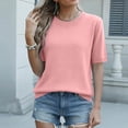 thumbnail image 6 of Short Sleeve Sweater Womens Cute Summer Dressy Tops Business Casual Loose Vacation 2026 Light pink M, 6 of 7