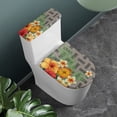 thumbnail image 2 of HELLHERO Polyester Toilet Lid Seat Cover Set for Bathroom Supplies Toilet Lid Seat Cover with Adjustable 2 Piece Set, Tropical Floral Print, 2 of 8