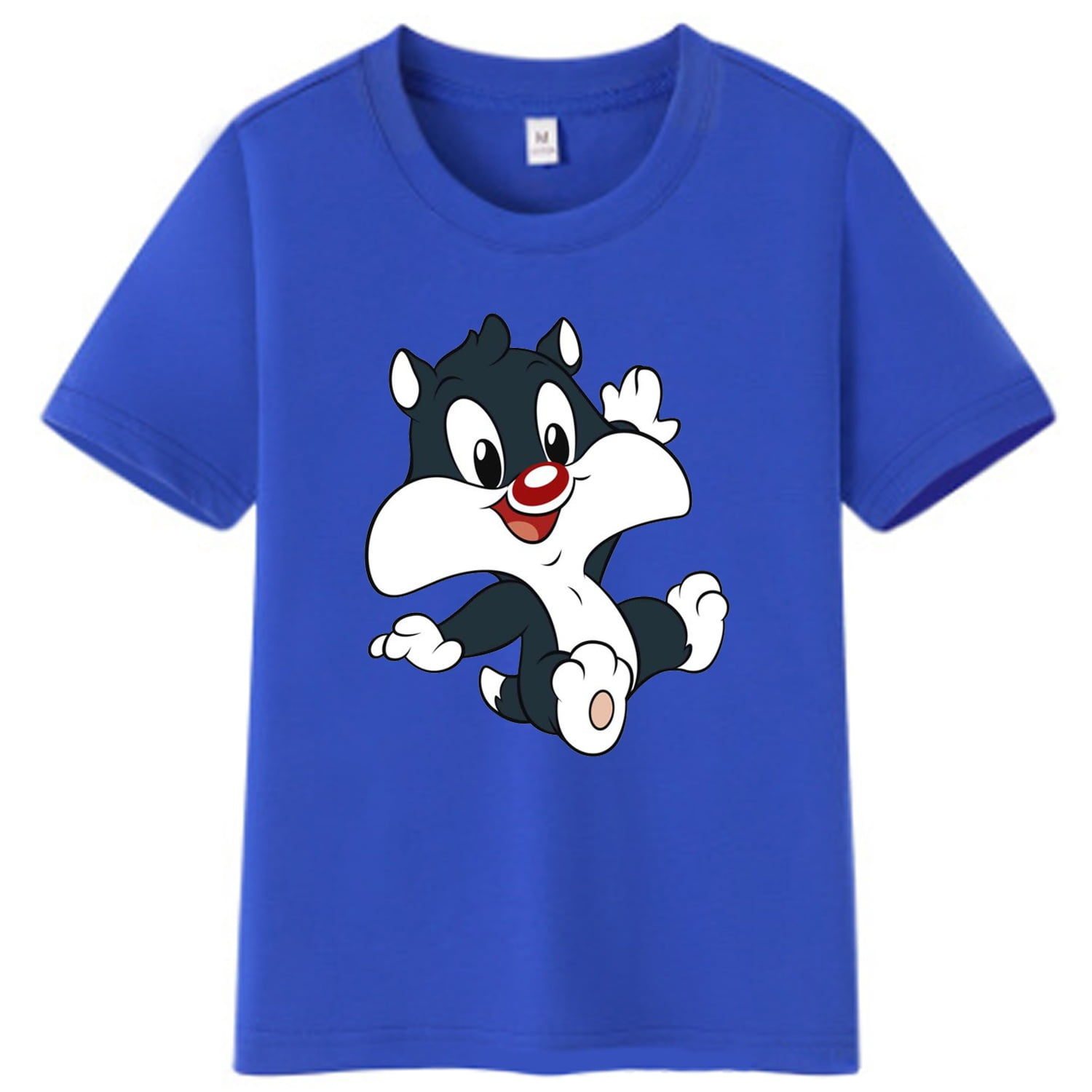 Tees Cat Gift for Tops Girls Girls Baby Cartoon Neck Short T-Shirts Tunes Sylvester Sleeve Scoop Looney Kids Casual Cotton Relaxed Boys