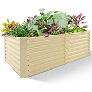 LIQI 8×4×2ft Galvanized Raised Garden Bed, Planter Boxes Outdoor, Raised Garden Beds Outdoor for Vegetables, Flowers, Herbs, 479 Gallons, Cream Yellow\u2026