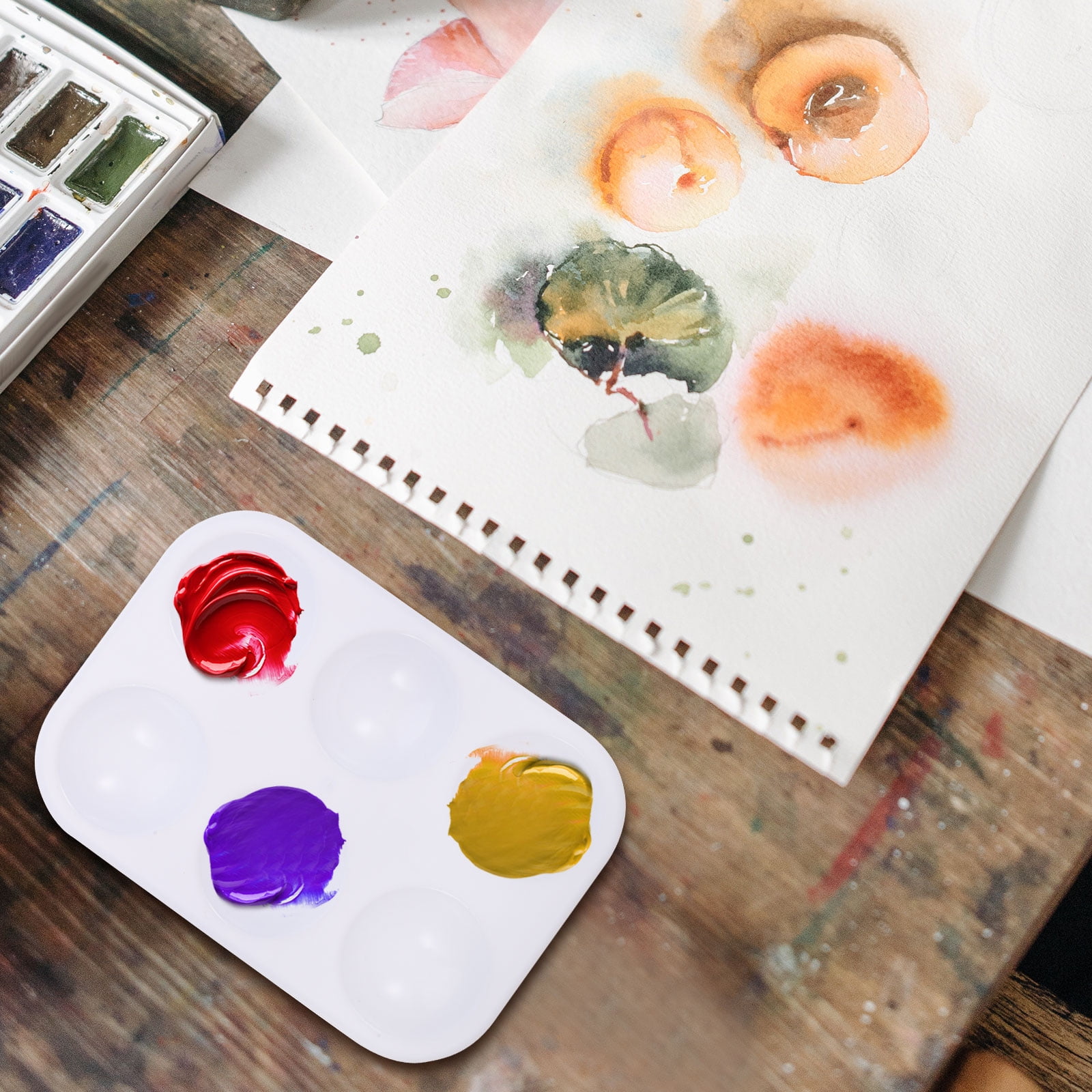 48 Pcs 6-grid Rectangular Palette DIY Painting Gouache Acrylic (12pcs) Water Color Pallet Plastic Mixing Trays Watercolor Art Tool Oil Blenders Plates Child