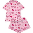 thumbnail image 4 of KinKnit New Valentines Pajamas for Women Cute Bow Heart Printed Pajamas 2 Piece Pajama Set Plus Soft Short Sleeve Button Down Sleepwear Pjs, 4 of 11