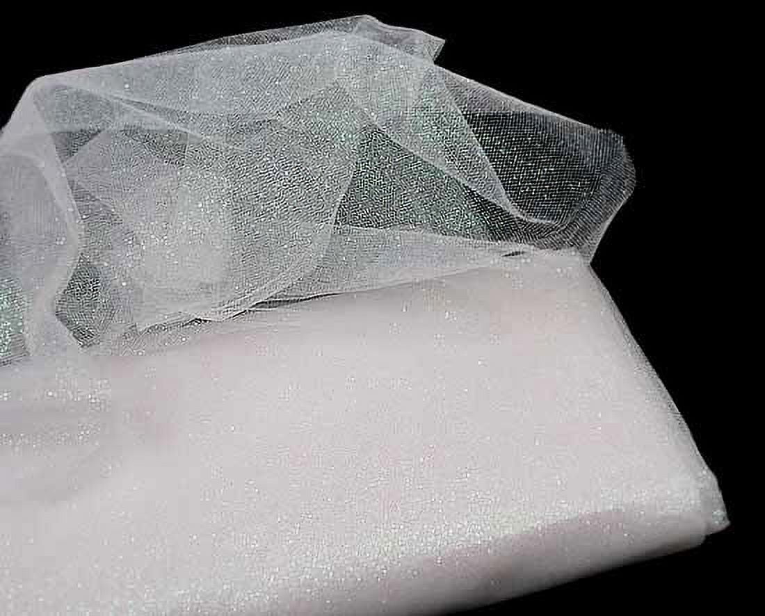Fuzhou 6" White Glitter Tulle, 15 Yards, 1 Each