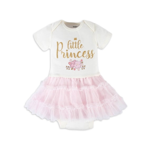 Gerber Baby Girl Short Sleeve Onesies Bodysuit With Tutu, 1-Pack (Newborn - 3/6M)
