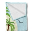 thumbnail image 2 of Graphic Beach Soft Flannel Fleece Blanket, Summer Malibu Typography on Sunset Seascape and Palm Trees Colorful Cartoon, Cozy Plush for Indoor and Outdoor Use, 50" x 70", Multicolor, by Ambesonne, 2 of 5