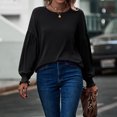thumbnail image 3 of Top de Manga Larga Con Farol para Mujer, Pados Fruncidos de Ajuste Holgado, Camiseta de Culo Redonto para Mujer Fále de Combinar, 3 of 7