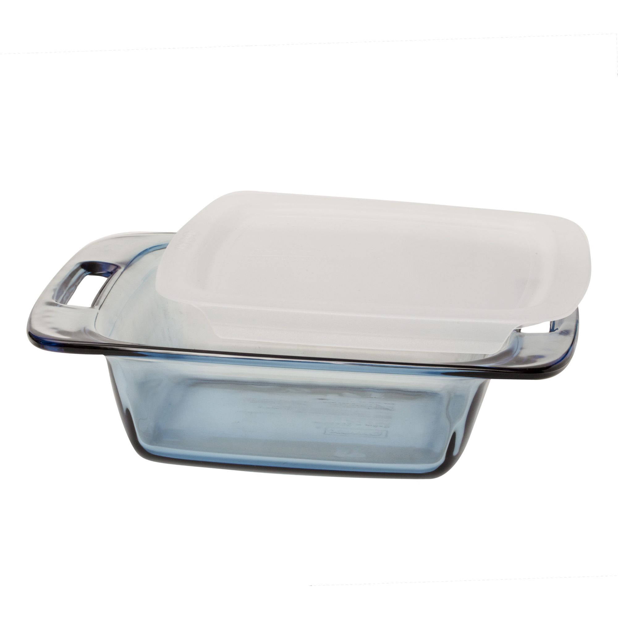 Pyrex 8 Square Baking Dish with Blue Plastic Lid