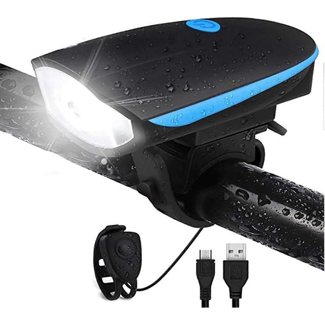 Luz de bicicleta con bocina, luz de bicicleta recargable con timbre, luz delantera de bicicleta