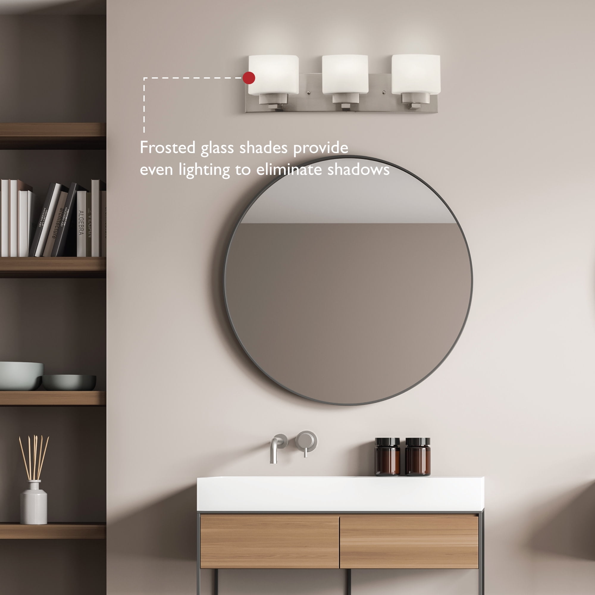 Design House Dove Creek 3-Light Dimmable Bathroom Vanity Light with Frosted Glass, Satin Nickel