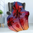 thumbnail image 4 of Abstract Soft Flannel Fleece Blanket, Contemporary Style Tropical Trees Clouds and Sunset Ombre Effect Exotic Skyscape, Cozy Plush for Indoor and Outdoor Use, 50" x 60", Multicolor, by Ambesonne, 4 of 5