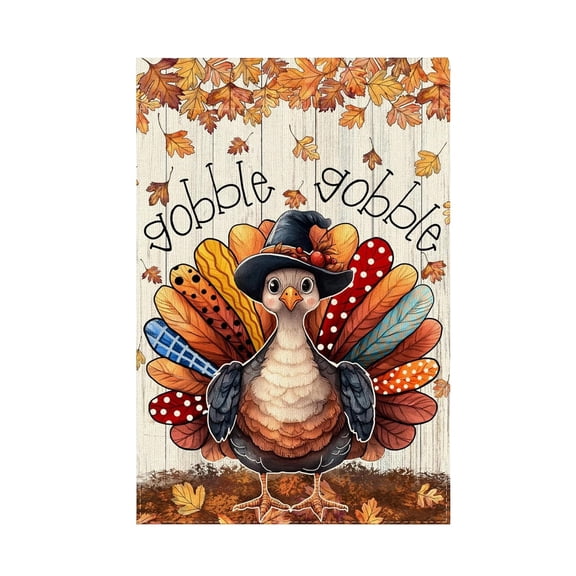 Fall Thanksgiving Garden Flag, Double Sided Turkey Yard Banner, for Outdoor Patio Lawn and Seasonal Home Decor