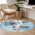 thumbnail image 5 of Round Area Rug 4ft,Gradient Blue Flower Still Life Washable Carpet Non-Slip Runner Accent Rugs Indoor Floor Mat for Bedroom Living Room Decor,Blossom Floral, 5 of 9