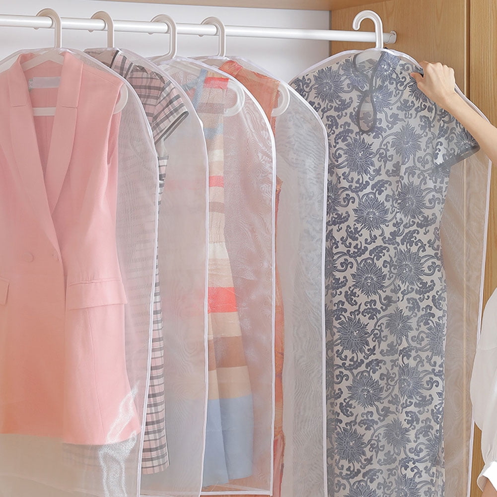 BIMZUC 10-Pack Transparent Hanging Garment Bags - Dust Protection Cover for Medium-Long Clothes