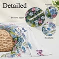 thumbnail image 2 of Blue Spring Floral Pillow Covers, Linen Long Throw Pillow Case, Pink Flowers Butterfly Wooden Watercolor Holiday Pillow Protector Decorative Cushion Cover for Living Room/Bedroom 12" x 20", 2 of 8