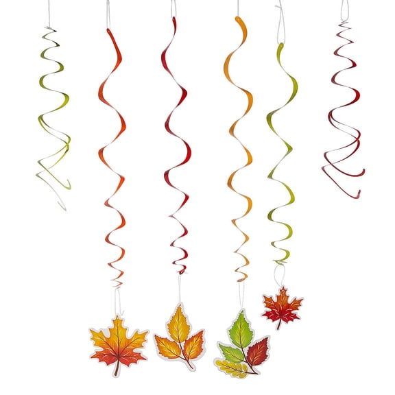 30" Fall Leaves Hanging Swirls, Party Decor, Fall, 12 Pieces