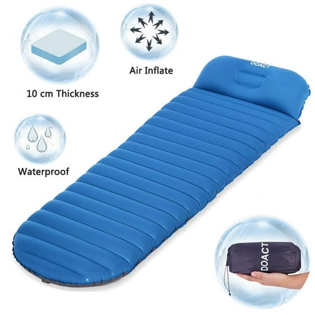 Yosoo Inflating Sleeping Mat Pad, Roll Camping Airbed with Pillow, Inflatable Mattress, Lightweight Sleeping Bag Air Pad for Outdoors Traveling, Backpacking, Hiking