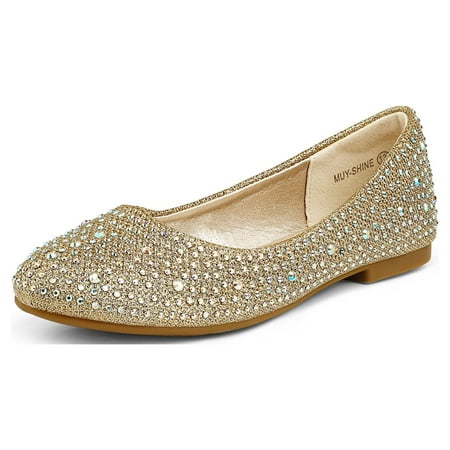

Dream Pairs Kids Girls Flat Shoes Fashion Comfort Dress Shoes Princess Slip On Wedding Shoes MUY-SHINE GOLD/GLITTER Size 13