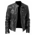 thumbnail image 1 of Chamarra De cuero genial para hombre Vintage De Motocicleta abrigo Manga larga otoño invierno cuello club chamarra Bomberpangjing, 1 of 4