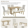 thumbnail image 5 of Bellemave 6 Piece Kitchen Dining Table Set, Rectangular Table with 4 Upholstered Chairs and a Bench, Wood Dining Room Table Set for 6 People, Living Room Furniture（Natural Wood Wash）, 5 of 9