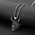 thumbnail image 2 of Men's Evil Demon Horn Skull 14K White Gold Pendant Necklace Vintage Gothic Punk SJewelry, 2 of 8