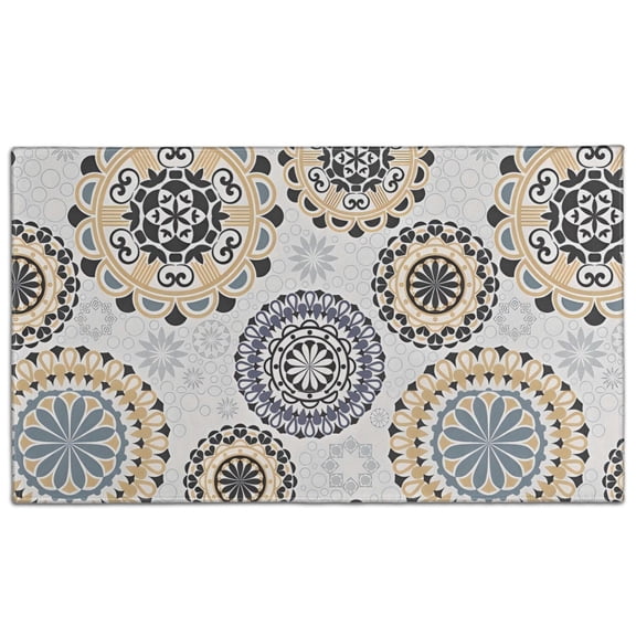 Beige Ethnic Mandala Pattern Door Rugs,Washable Non Slip Door Mats Indoor,Decorative Door Mats,Entry Mat Indoor for Entrance,Bedroom,Kitchen,Bathroom,17"x30"