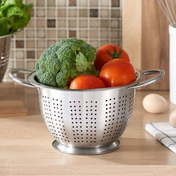 Wibsil Stainless Steel 5 QT Colander with handle, Reusable Metal Colander for kitchen use, Rustproof