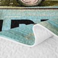 thumbnail image 5 of Erosebridal Happy Camping Twin Quilt Set, Teal Farmhouse Lodge Cabin Twin Coverlet Set, 2pcs 1 Bedspread and 1 Pillowcase, 5 of 7
