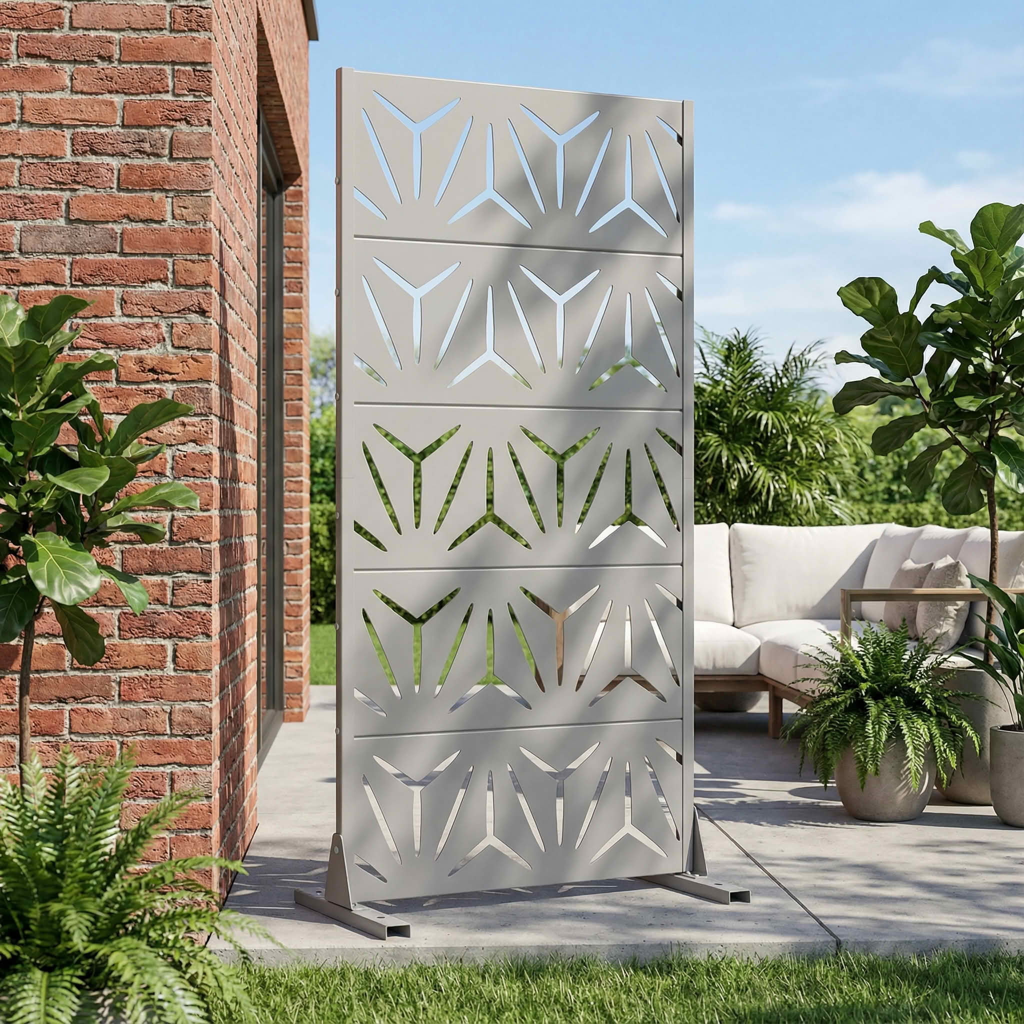 MAYEERTY 59x30 Gray Outdoor Natural Privacy Panel Screen, 5 Piece Set Natural Folding Divider for Backyard and Garden