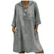 thumbnail image 1 of Vestido Suelto de Algodón Y Lino Con Manga 3/4 Y Cuello en V Para Mujer Odeerbi  ODB114957, 1 of 1
