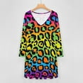 thumbnail image 4 of Neon Rainbow Leopard Print Long Sleeve Dresses For Women Vintage Elegant Party Dress Oversized V-neck Dress S-8XL, 4 of 7