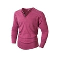 thumbnail image 2 of Henley Shirts for Men Casual Shirts Button Down Long Sleeve Solid Dress Shirt Beach Vacation Shirts Hot Pink XL, 2 of 5