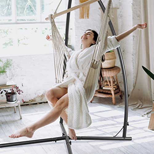 AthLike Hammock Swing Stand - Heavy Duty Steel C-Stand For Hanging Chairs, 330lb Capacity For Indoor & Outdoor Use