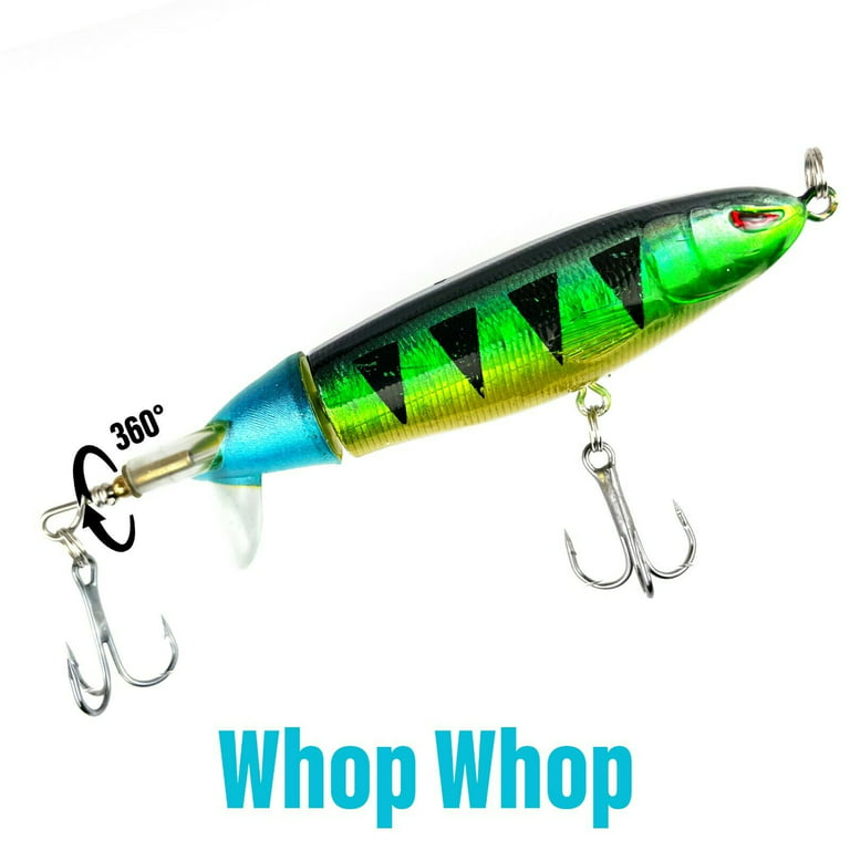 Ufish Whopper Plopper Topwater Bass Fishing Lure, 360 Rotating Tail Pike Bait, Size: 4, Green