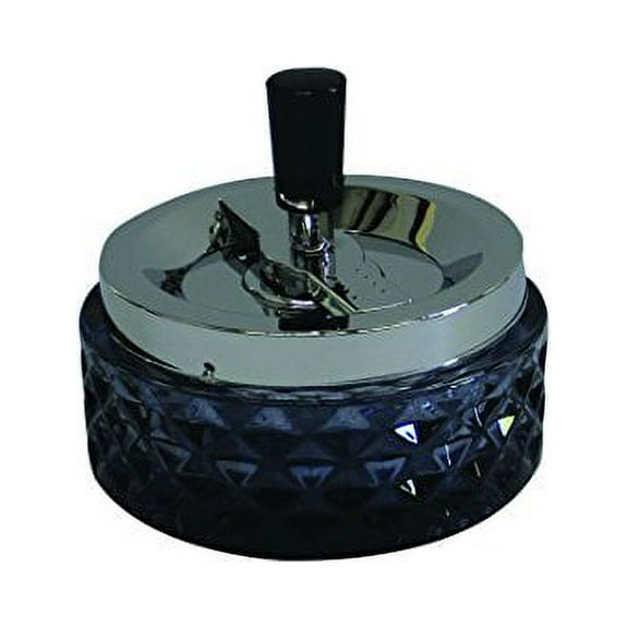 4.75 Vintage Push Down Glass Spinning Ashtray ~ Choose Your Own Color (Black)