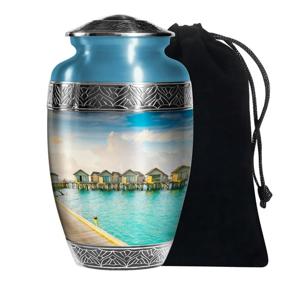 KARYLIZ River Cremation Urn For Male Ashes Large Funeral Urns For Adult Dad 10 Inch