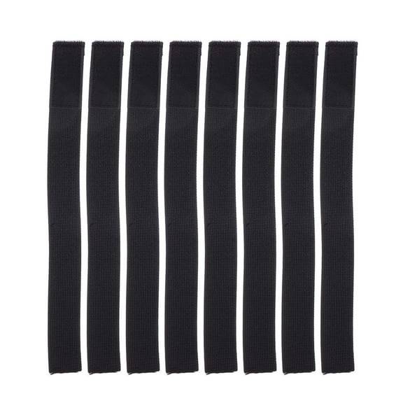 OUNONA 8pcs Black Elastic Boot Straps with Hooks, Polyester Ankle Straps for Pants, Trousers, Blouses, Ideal for Fishing, Hunting, Biking, Hiking