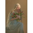 thumbnail image 2 of Durisova, Michaela 11x14 Black Ornate Wood Framed with Double Matting Museum Art Print Titled - Lady With Flowers, 2 of 4