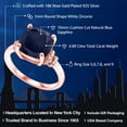 thumbnail image 2 of Gem Stone King 18K Rose Gold Plated Silver Blue Sapphire Engagement Ring for Women | 4.89 Cttw | Cushion 10MM | Gemstone September Birthstone | Size 6, 2 of 5