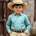 thumbnail image 2 of BOOMNY Toddler Boys Western Cowboy Shirts Long Sleeve Lapel Embroidery Buttons Shirts for Boy Soft Dailywear, 2 of 4