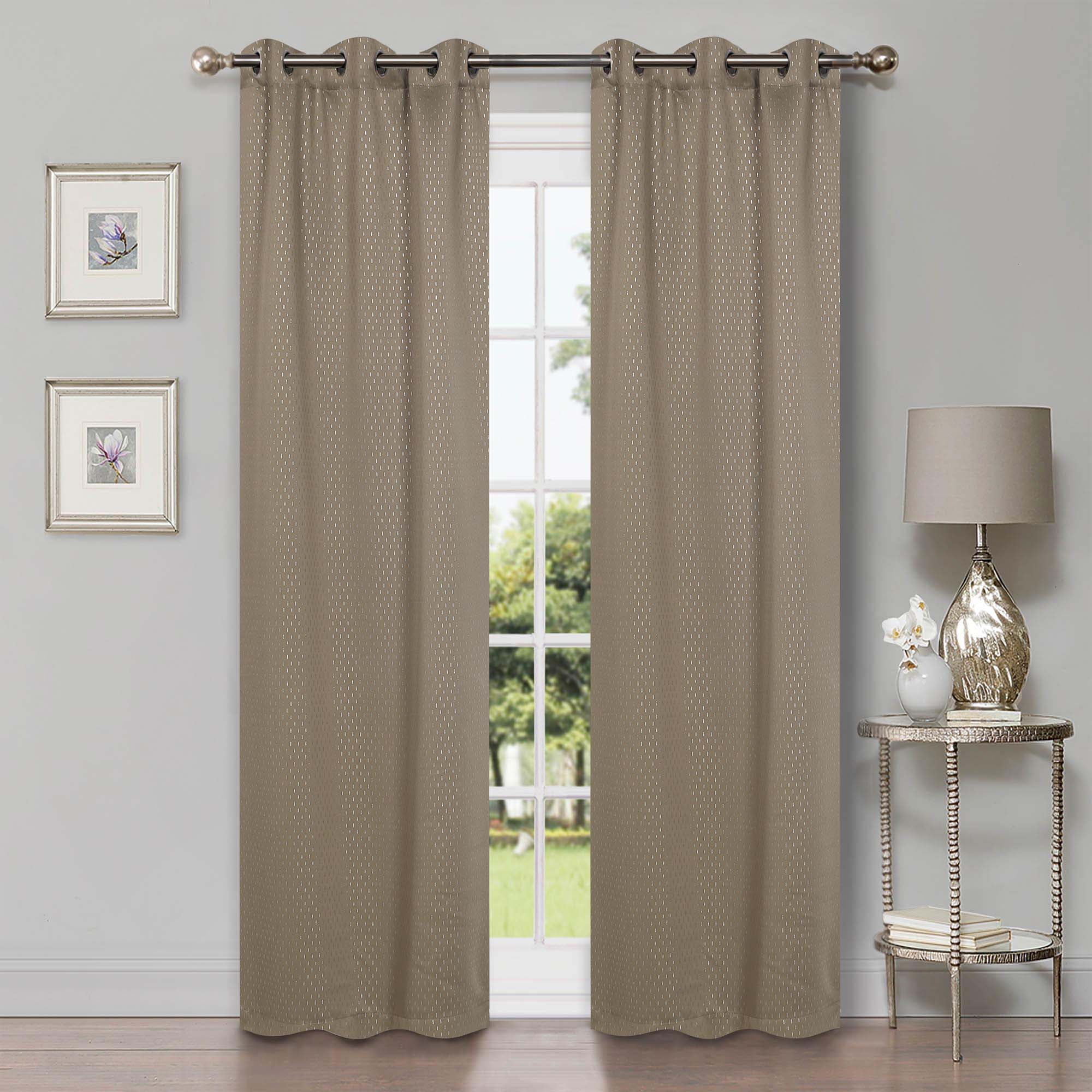 Superior Shimmer Blackout Curtains, Grommet Header, Set of 2, 42" X 84", Olive Green