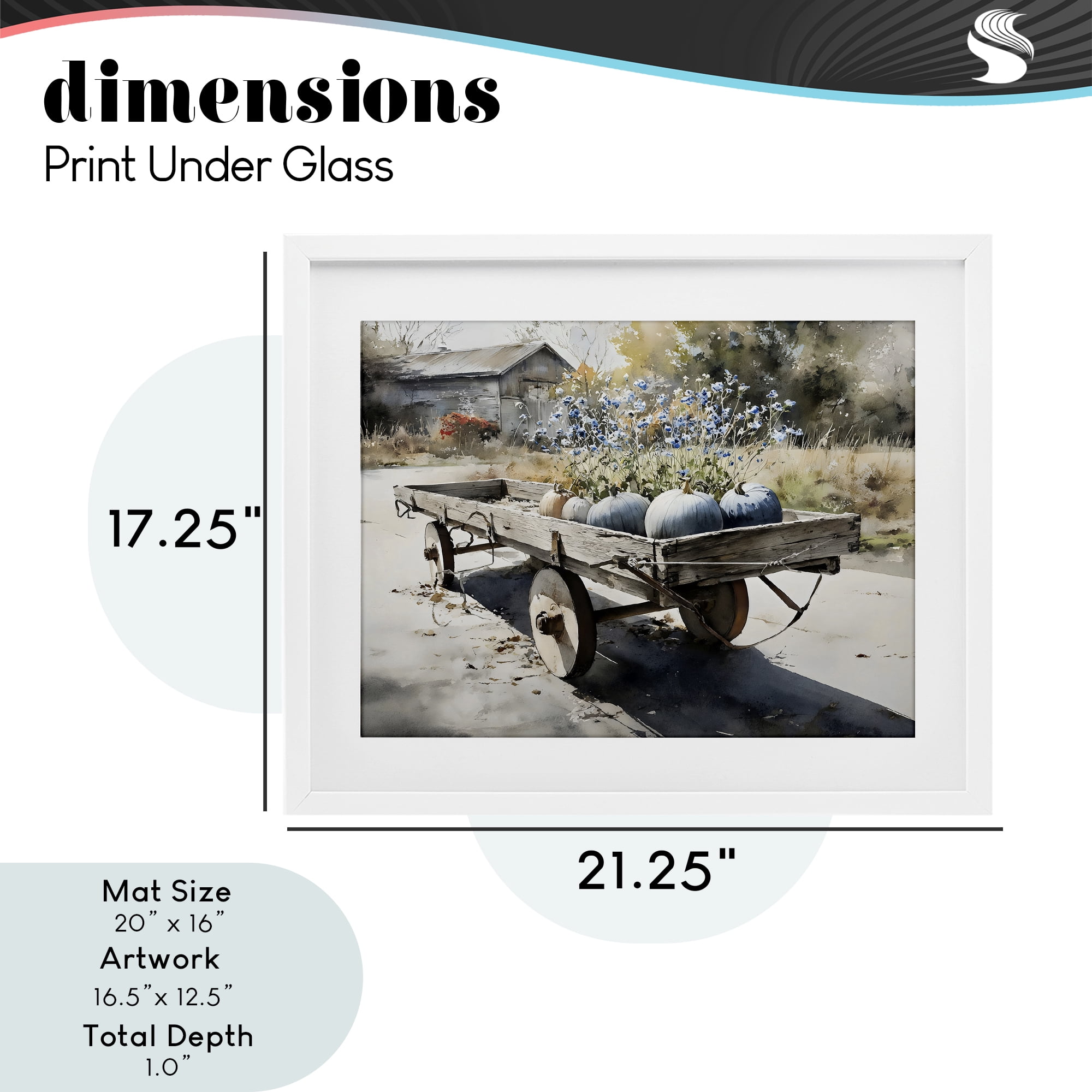 Stupell Industries Blue Pumpkin Wagon in Sunlight White Framed Print Under Glass, design by Franklyn Gregory