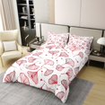 thumbnail image 2 of Erosebridal Housse de Couette en Coton 100 % Motif Feuille et Plante Format Simple, Ensembles de Literie Rouges Format Simple, Déco de Chambre Botanique Dessin Animé, 2 Pcs (Sans Couette), 2 of 8