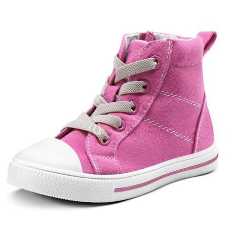Kushyshoo Kids Canvas Sneakers Pink High-Top Children Walking Shoes 11M