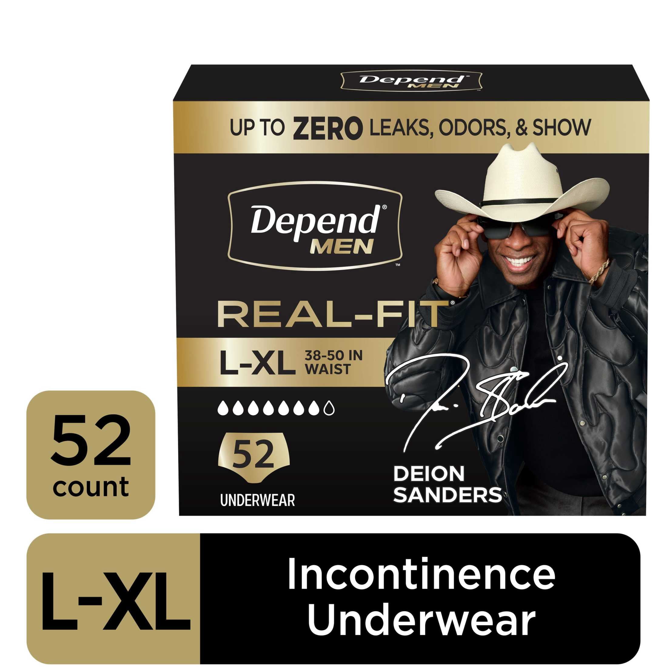(2 pack) Depend Real Fit Incontinence Underwear for Men, Adult Diapers, L/XL, Grey, 52 Count