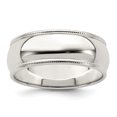 thumbnail image 1 of Bague Classique de Mariage en Argent Sterling 925 7 mm Demi-Ronde Perlée Taille 7,5, 1 of 6